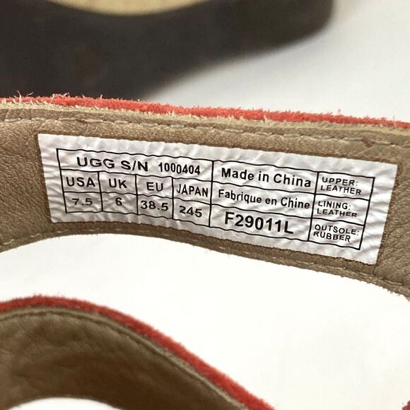 UGG Tawnie Wedge-Women 7.5-Coral Pink Leather-Espadrille Sandal 1000404 -F29011L - Picture 10 of 10